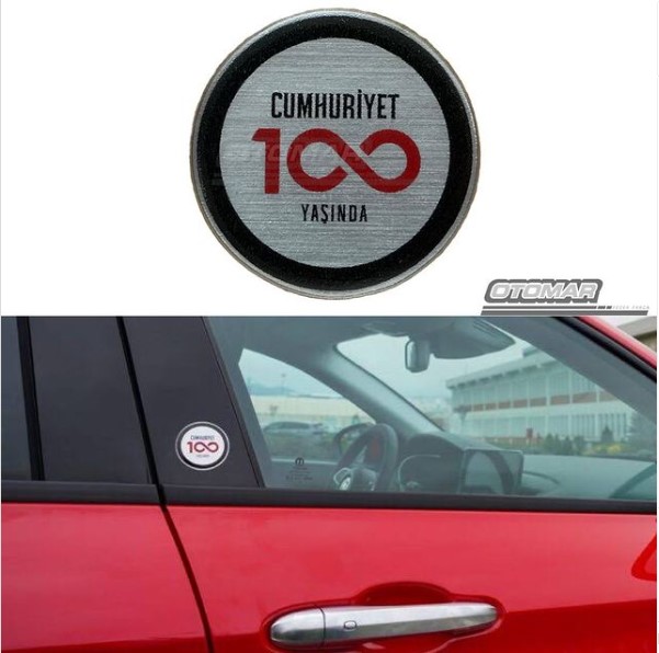 Cumhuriyet 100 Yaşında Logo Direk Sticker 2023 | DOBLO/FIORINO/EGEA product-img